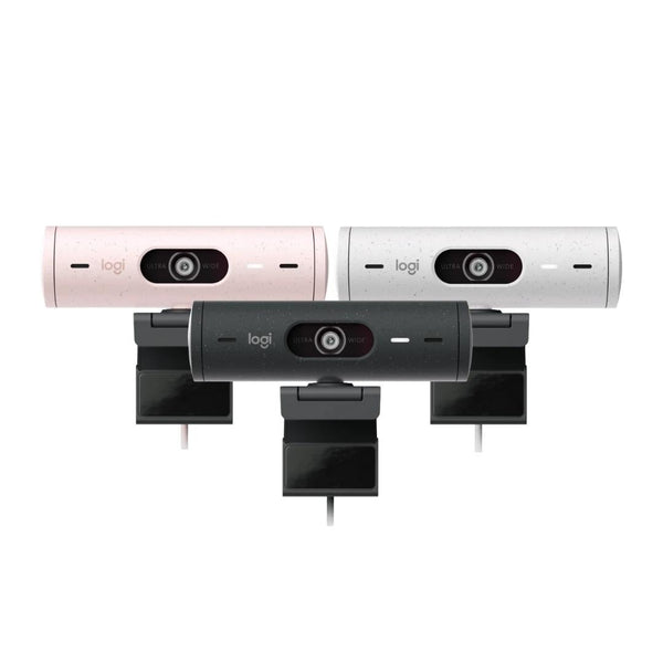 Logitech Brio 500 Full HD FHD Webcam - Auto Light Correction, Show Mode, Dual Noise Reduction Mics, Work on Teams & Zoom - Graphite, Off White, Rose