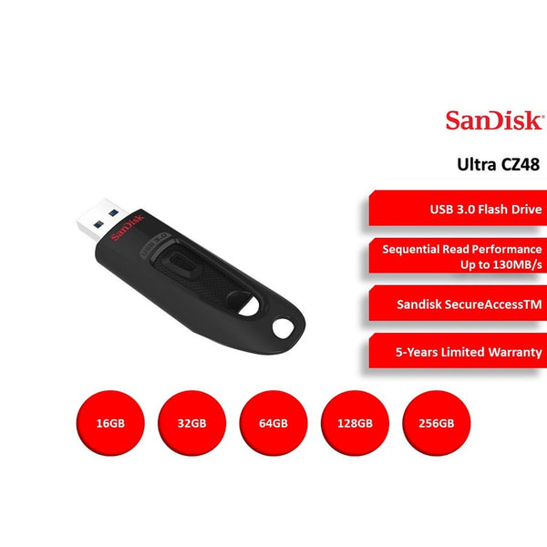SanDisk Ultra CZ48 Flash Drive (16GB/ 32GB/ 64GB/ 128GB/256GB)