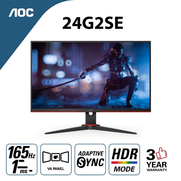 AOC 23.8" 24G2SE (165Hz) FHD VA 1ms AdaptiveSync HDR Mode Gaming Monitor