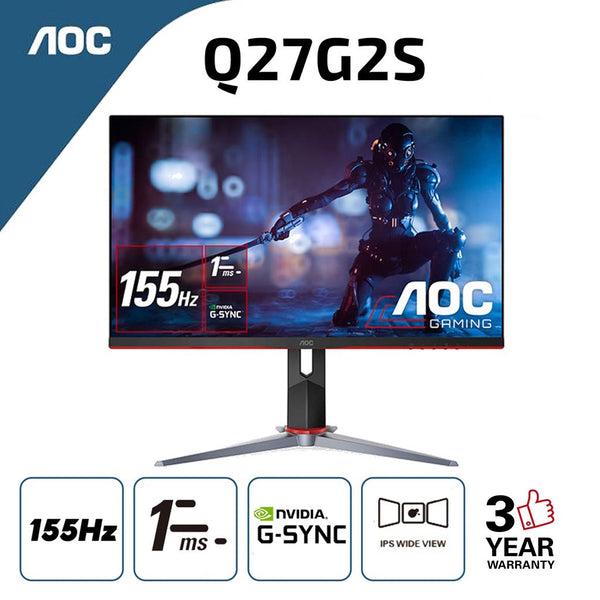 AOC 27" Q27G2S (QHD/IPS/155Hz/1Ms) HDR G-Sync Gaming Monitor