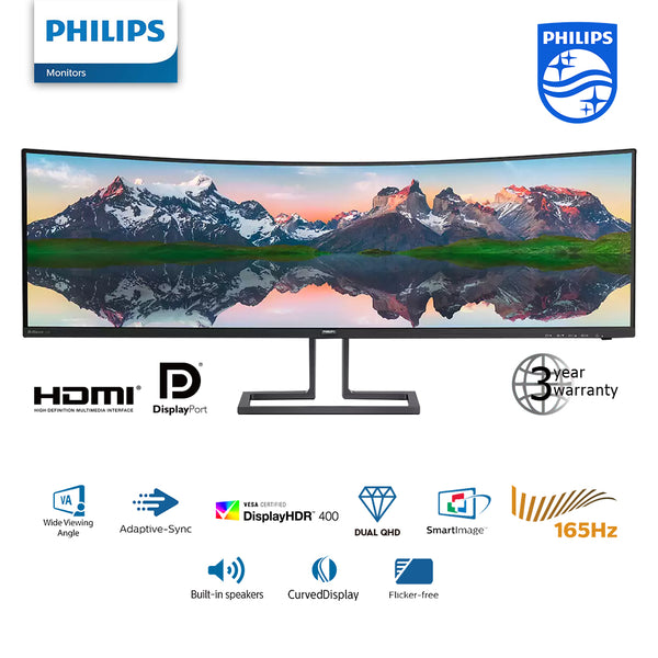 PHILIPS 49" 498P9Z 165Hz Dual QHD VA 4MS with DisplayHDR 400 32:9 SuperWide Curved LCD Monitor