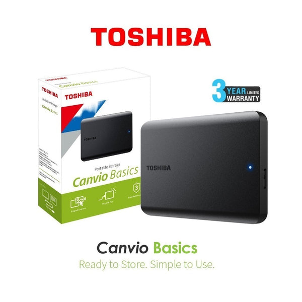 Toshiba Canvio Basics (A5) USB 3.0 External Hard Disk Portable HDD (1TB/2TB) - 3 Years Warranty