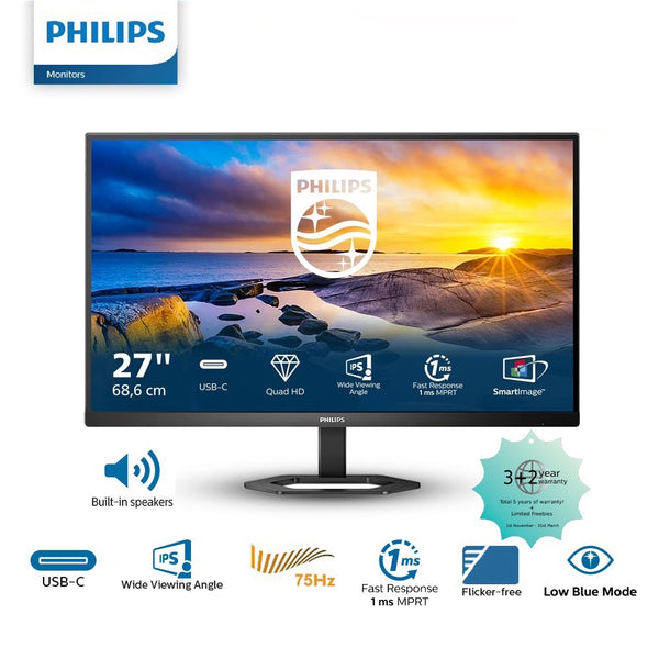 Philips 27" 27E1N5600AE 5000 Series (IPS/QHD75Hz/1ms) Adaptive USB-C Ergo Base Multi Purpose Monitor - 3 Years Warranty